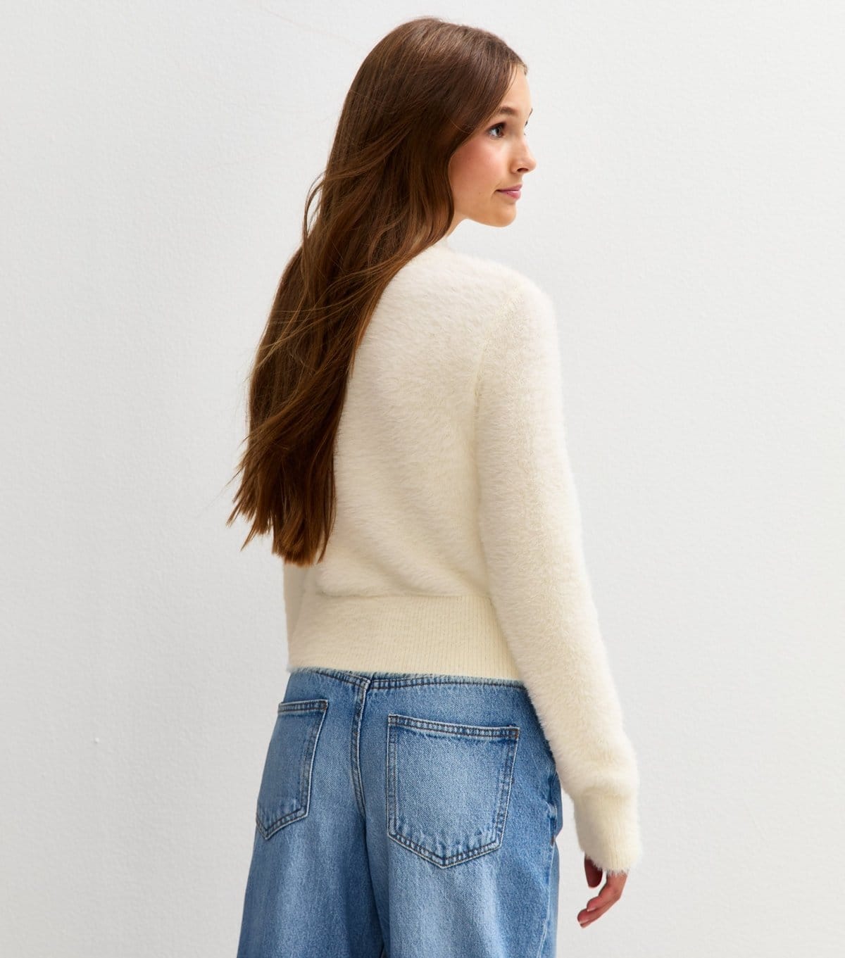 New Look Girls' Cream Textured Knit High Neck Jumper New Look - 4
