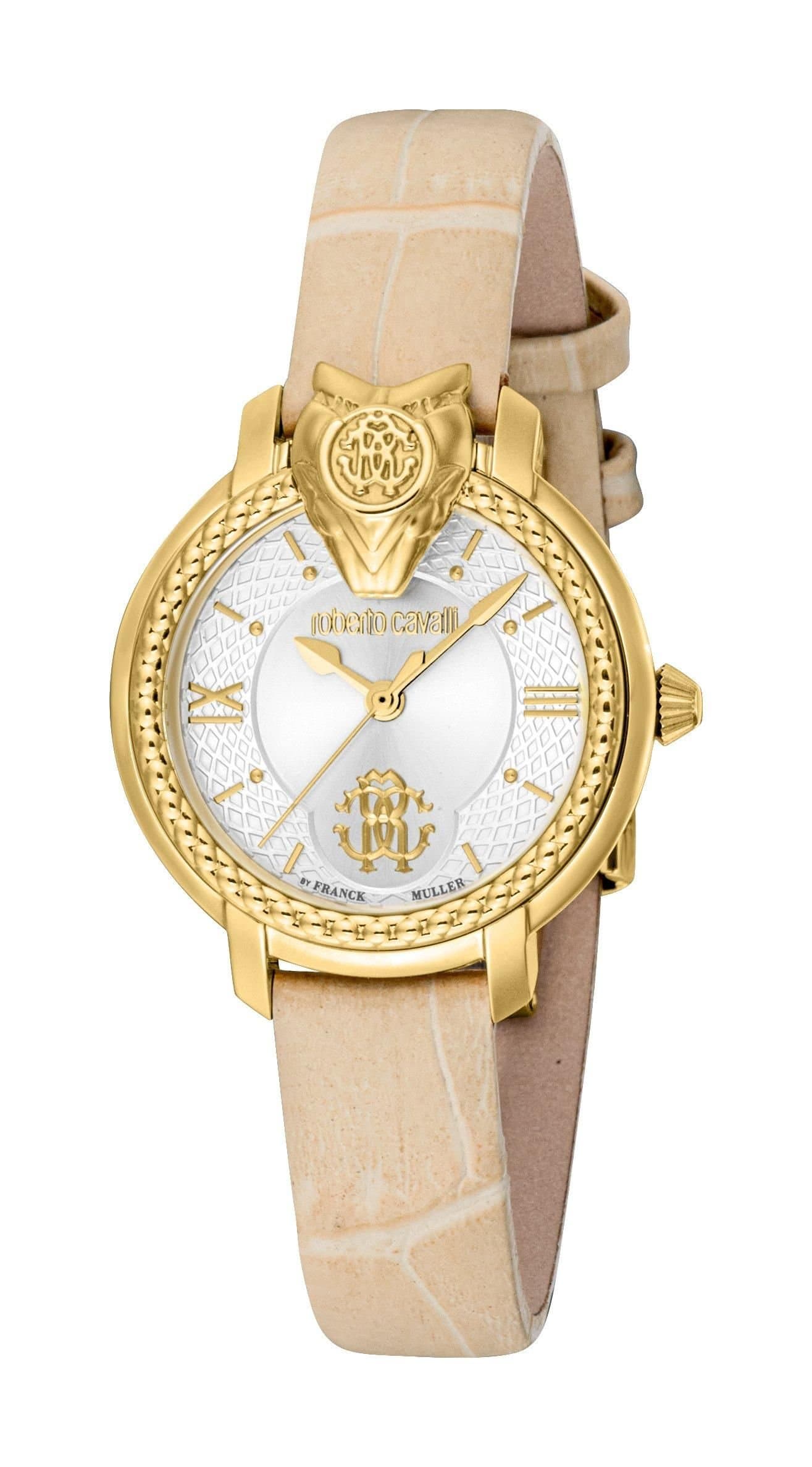 Roberto Cavalli by Franck Muller Roberto Cavalli by Franck Muller Women's Silver Dial Gold Watch in Beige