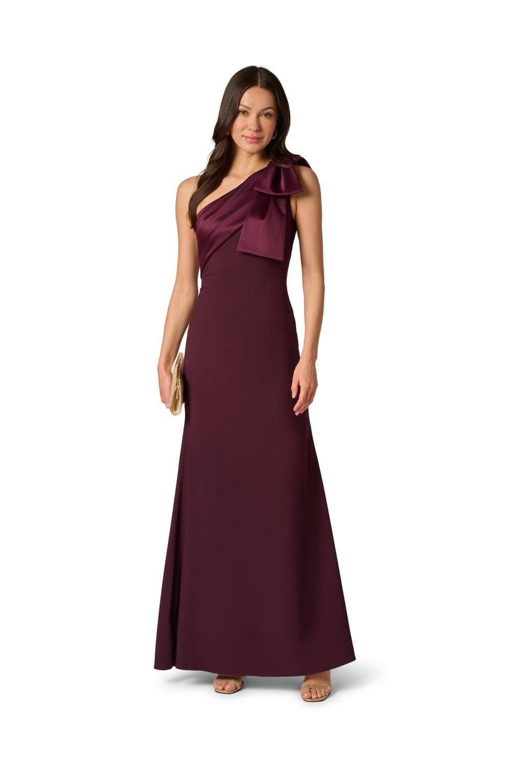 Adrianna Papell Adrianna Papell Women's One Shoulder Satin Crepe Dress in Purple