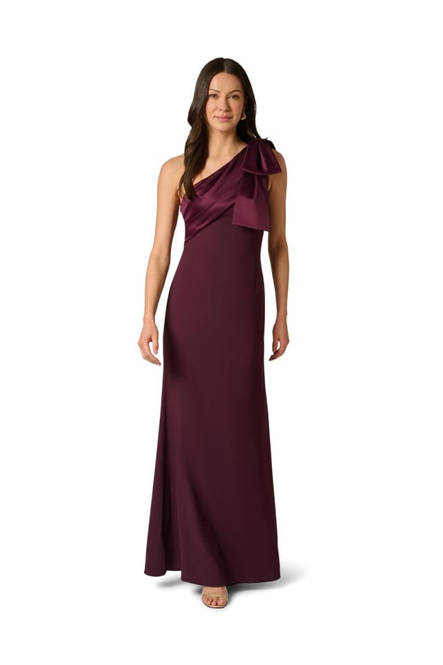 Adrianna Papell Adrianna Papell Women's One Shoulder Satin Crepe Dress in Purple - 2