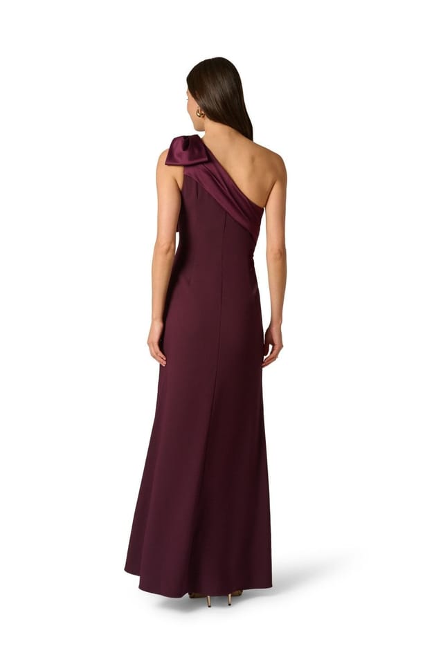 Adrianna Papell Adrianna Papell Women's One Shoulder Satin Crepe Dress in Purple - 3