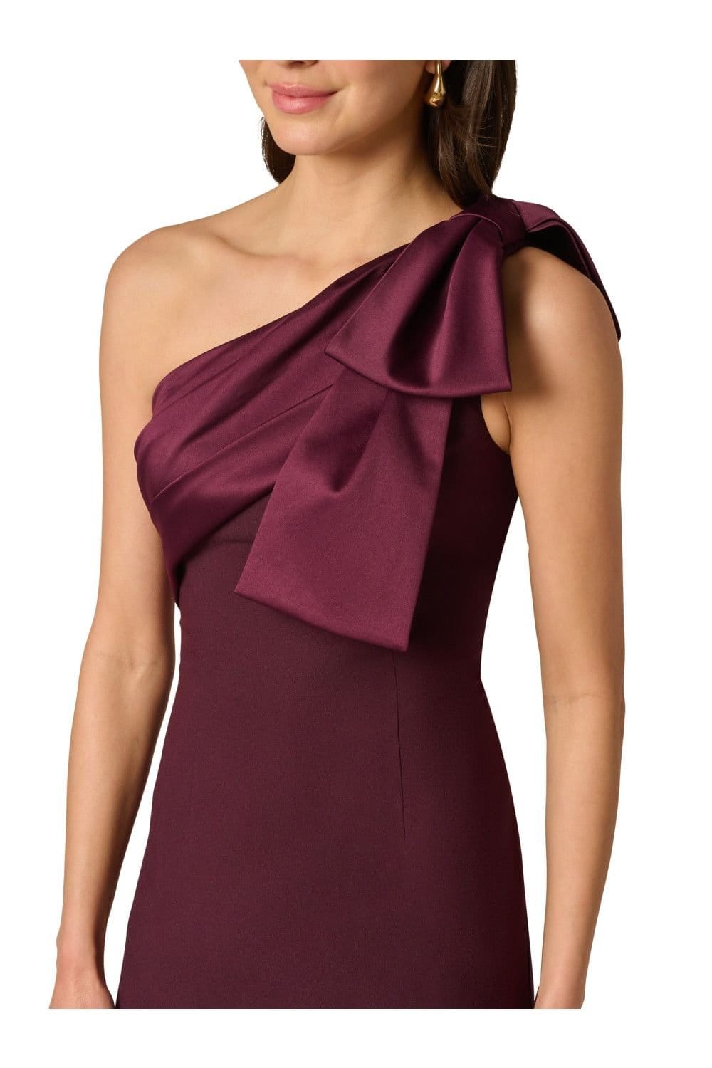 Adrianna Papell Adrianna Papell Women's One Shoulder Satin Crepe Dress in Purple - 4
