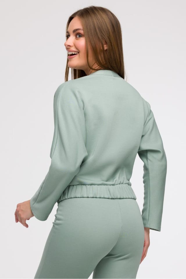 Love Lace Love Lace Women's V Neck Wrap Blouse Elastic Waist Made in Poland in Green - 3