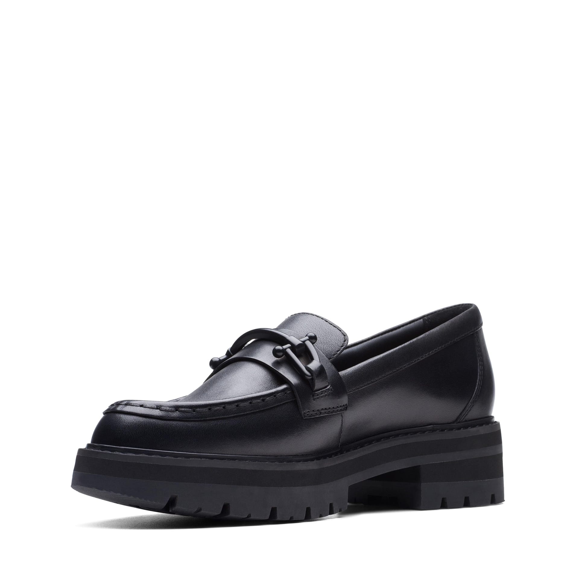 Clarks Clarks Women's Orianna Bit Black Leather Loafers, Slip Ons - 4