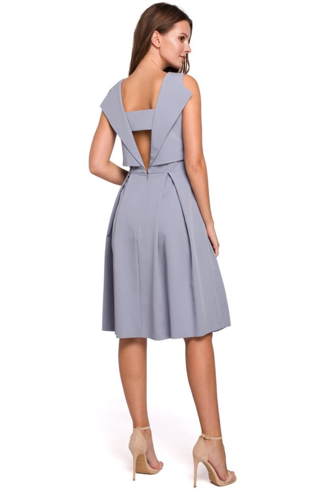 Love Lace Love Lace Women's Evening Dress with Open Back Pleated Skirt in Grey - 2