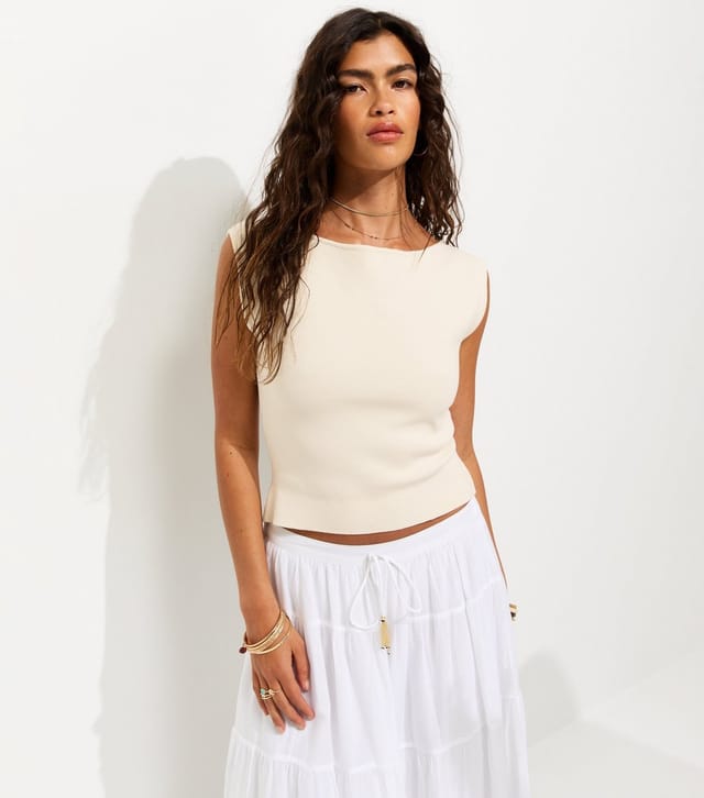 New Look Women's Off White Slash Neck Vest Top New Look - 2