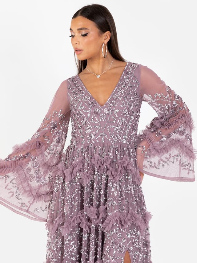 Maya Deluxe Maya Deluxe Women's Fully Embellished Maxi Dress in Lilac - 2