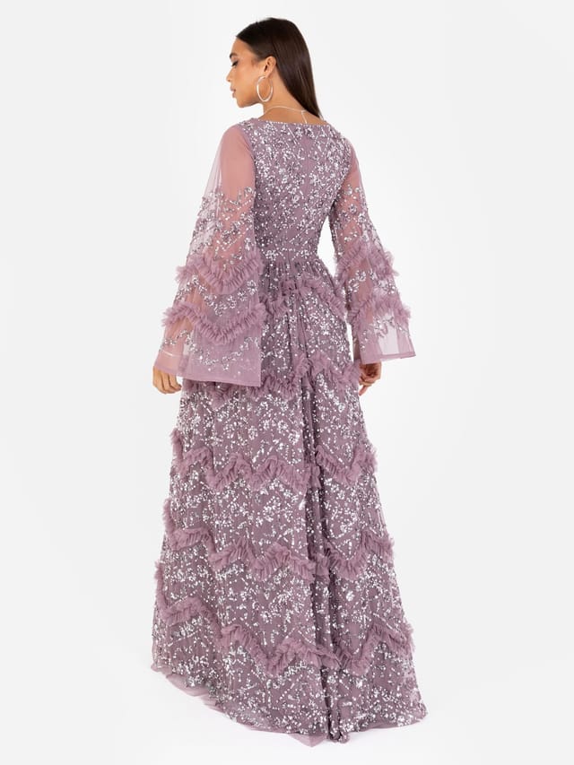 Maya Deluxe Maya Deluxe Women's Fully Embellished Maxi Dress in Lilac - 3
