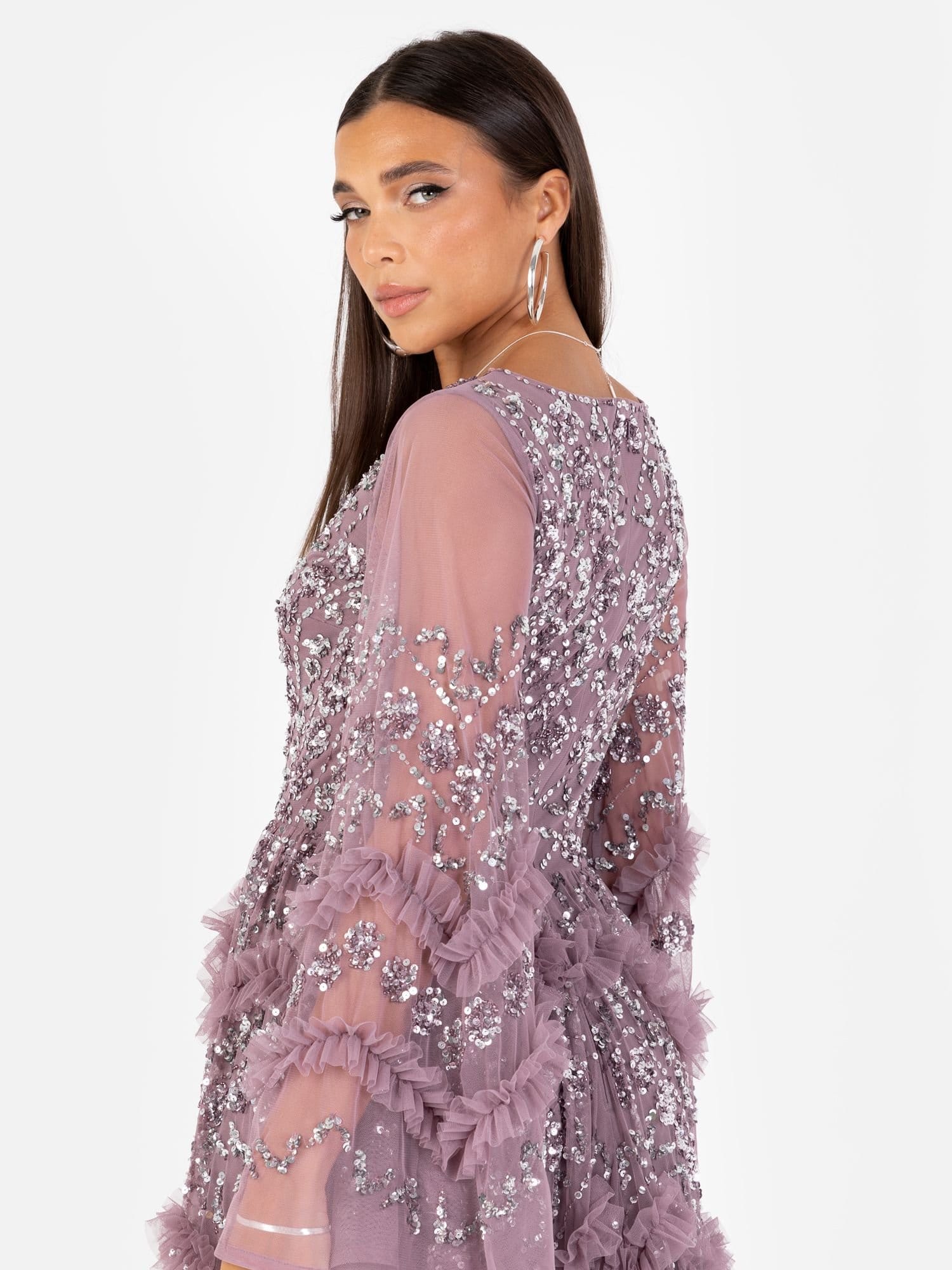 Maya Deluxe Maya Deluxe Women's Fully Embellished Maxi Dress in Lilac - 4