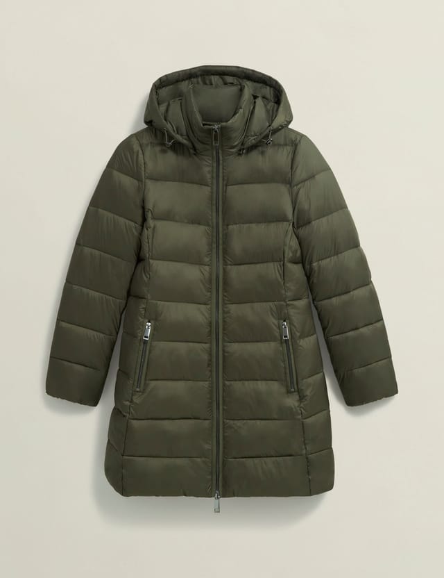 Hobbs London Hobbs London Women's Joelle Longline Quilted Puffer Coat in Dark Olive - 2