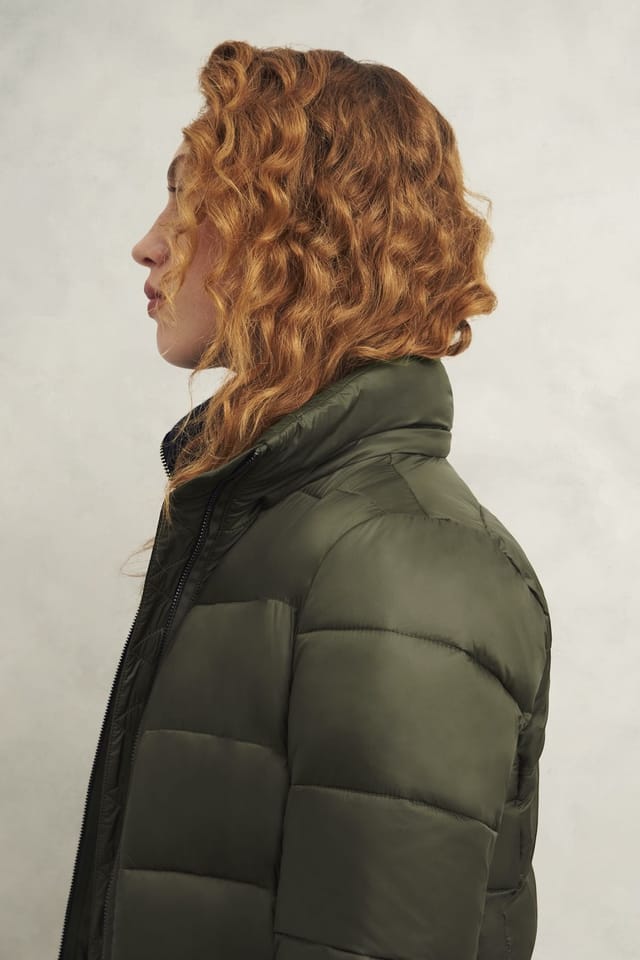 Hobbs London Hobbs London Women's Joelle Longline Quilted Puffer Coat in Dark Olive - 3