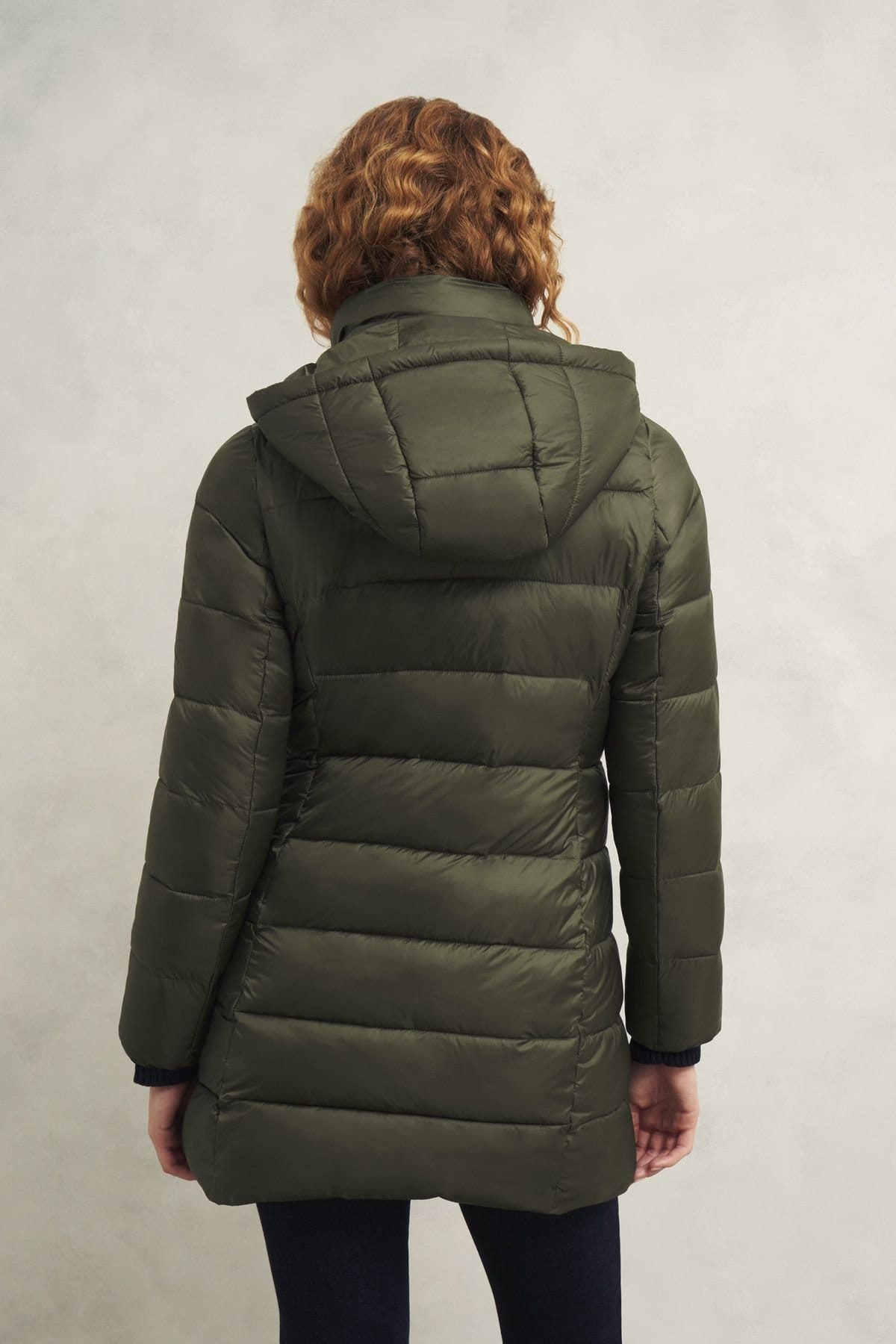 Hobbs London Hobbs London Women's Joelle Longline Quilted Puffer Coat in Dark Olive - 4