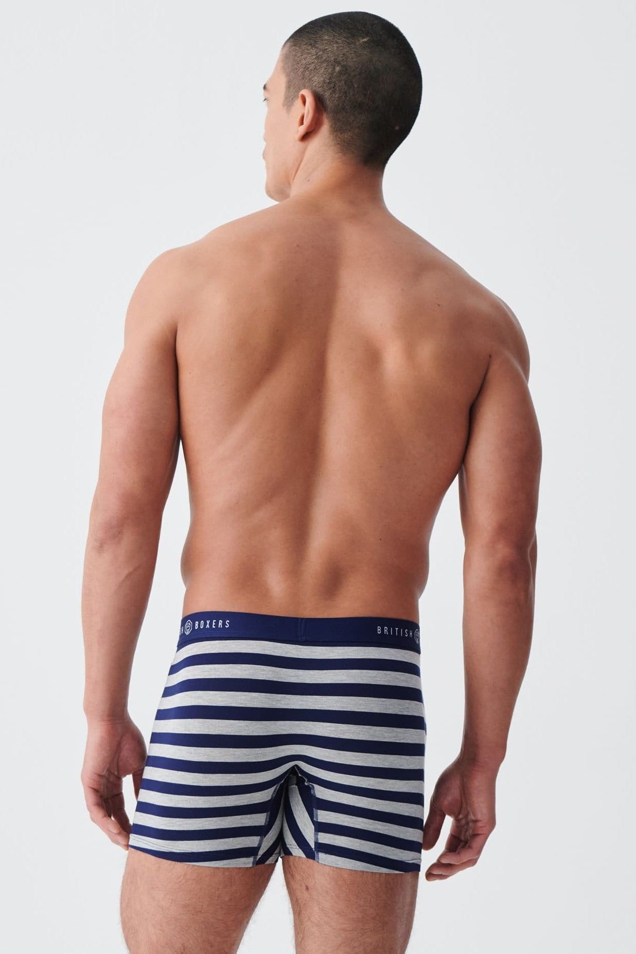 British Boxers British Boxers Men's Pack of Four "Navy & Grey Marl " Bamboo Stretch Trunks in Mid Grey - 4