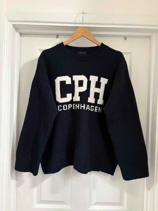 New Look Lovely Women's New Look CPH Navy Oversized Knitted Sweater Jumper Top size M 12-14