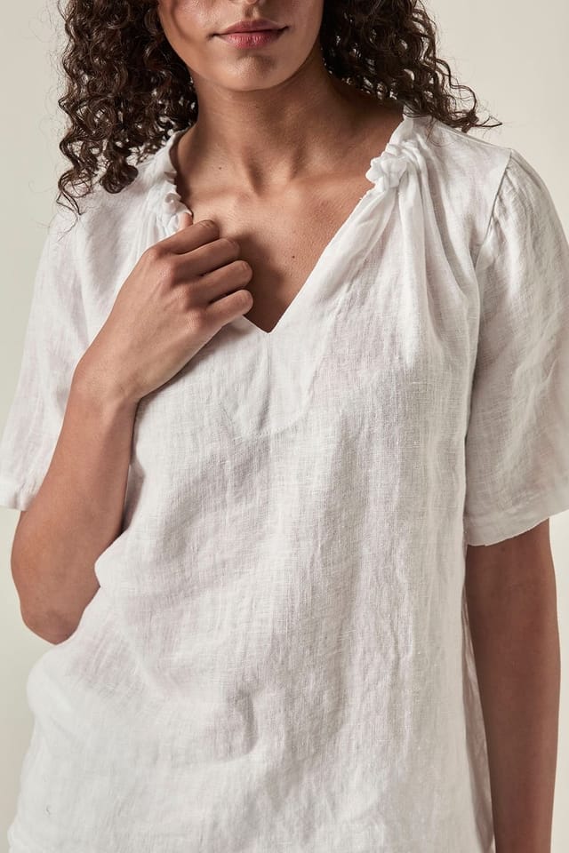 James Lakeland James Lakeland Women's White Pure Linen Summer Blouse - 3