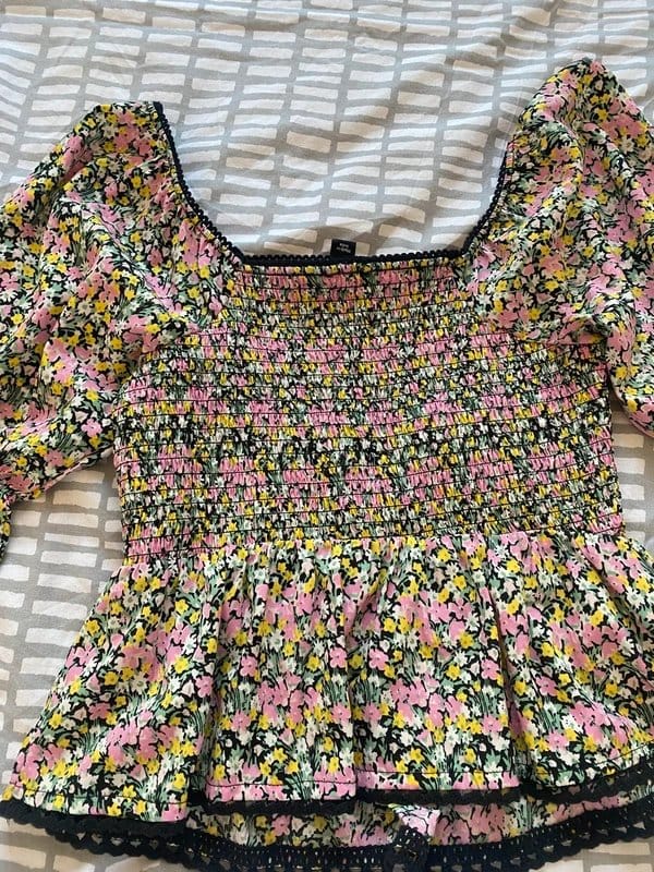 New Look Floral puff sleeve top - 1