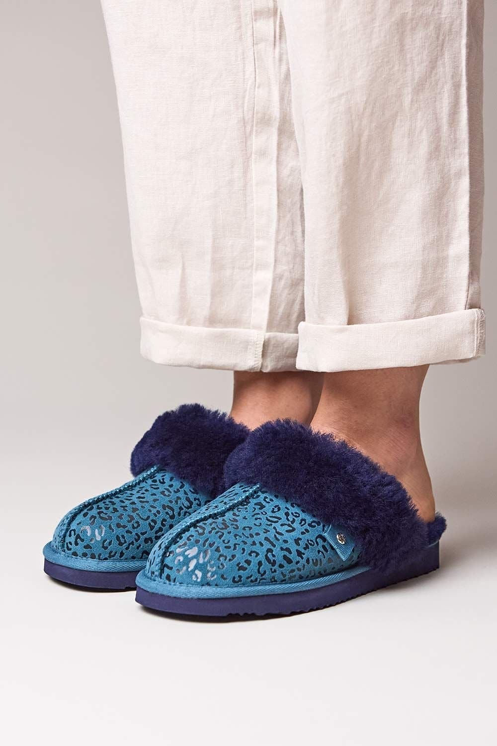 Moshulu Moshulu Women's 'Tiree' Sheepskin Mule Slippers in Teal