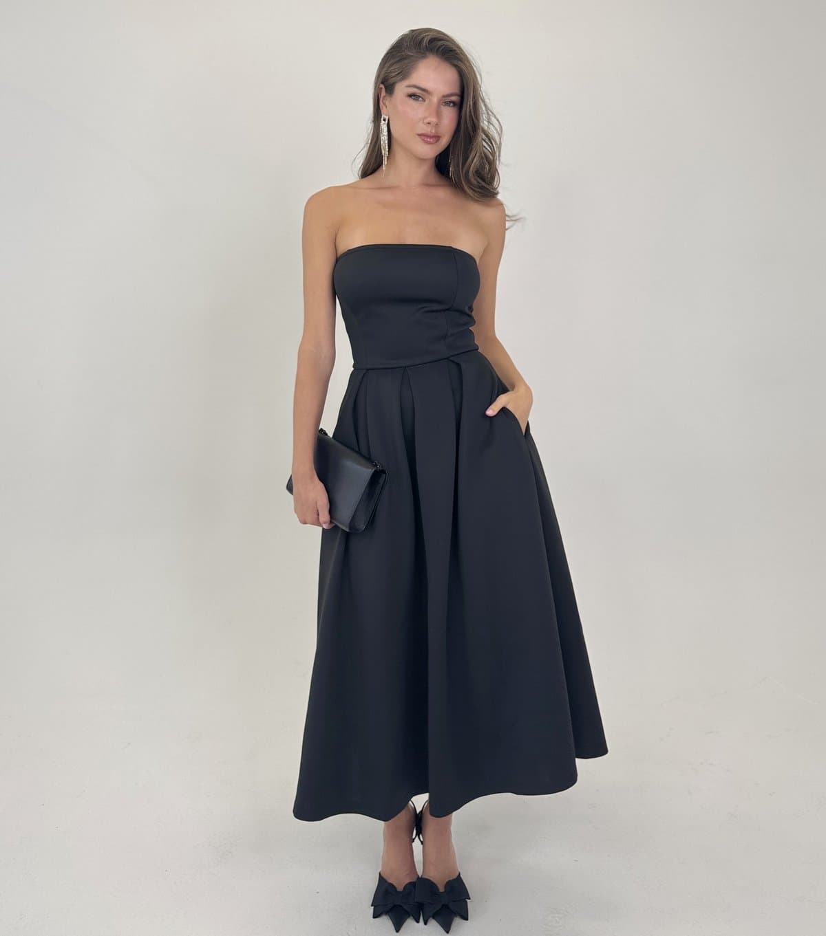 AX Paris Women's Black Strapless Midi Dress AX Paris New Look