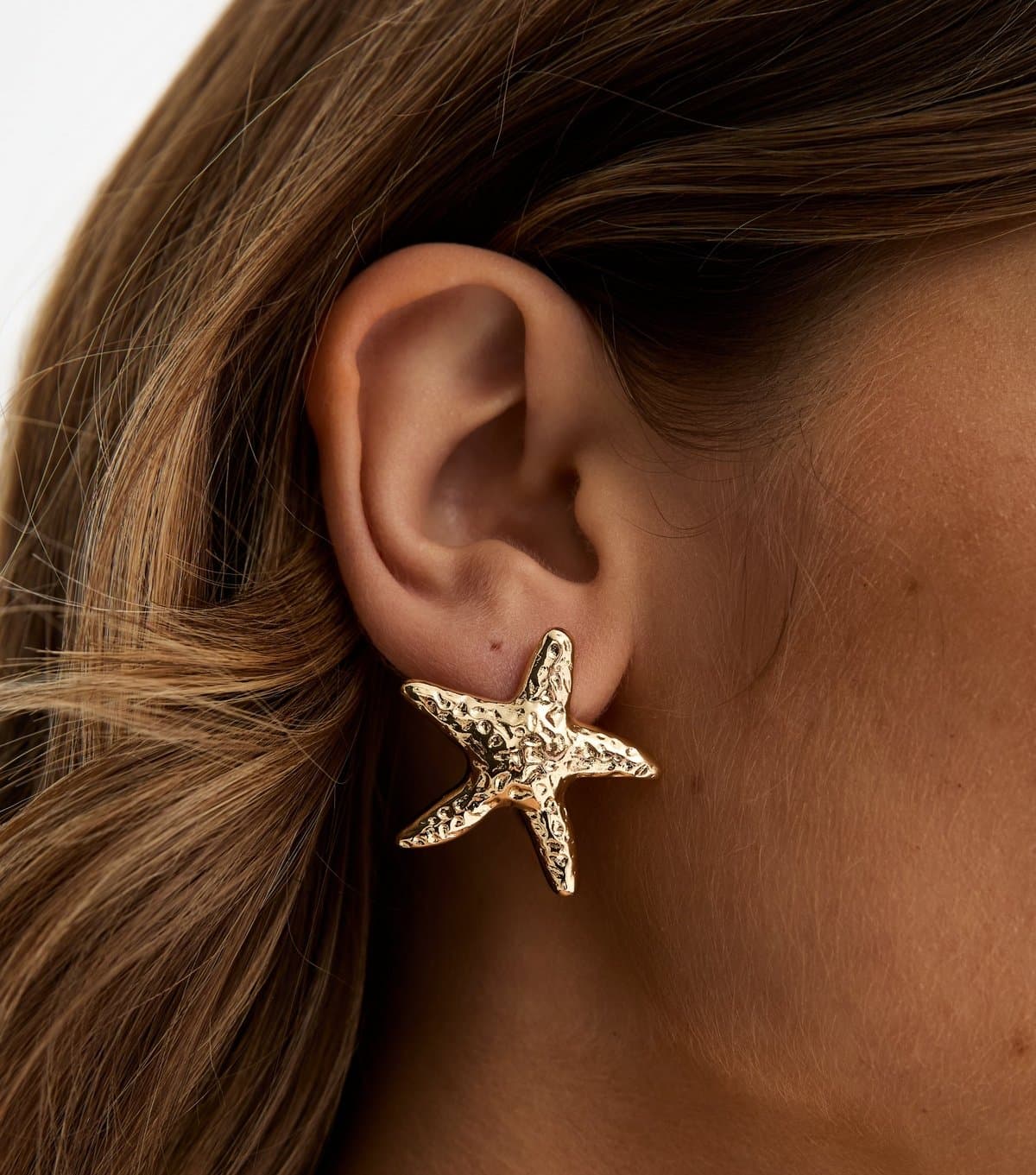 New Look Gold Tone Textured Starfish Stud Earrings New Look