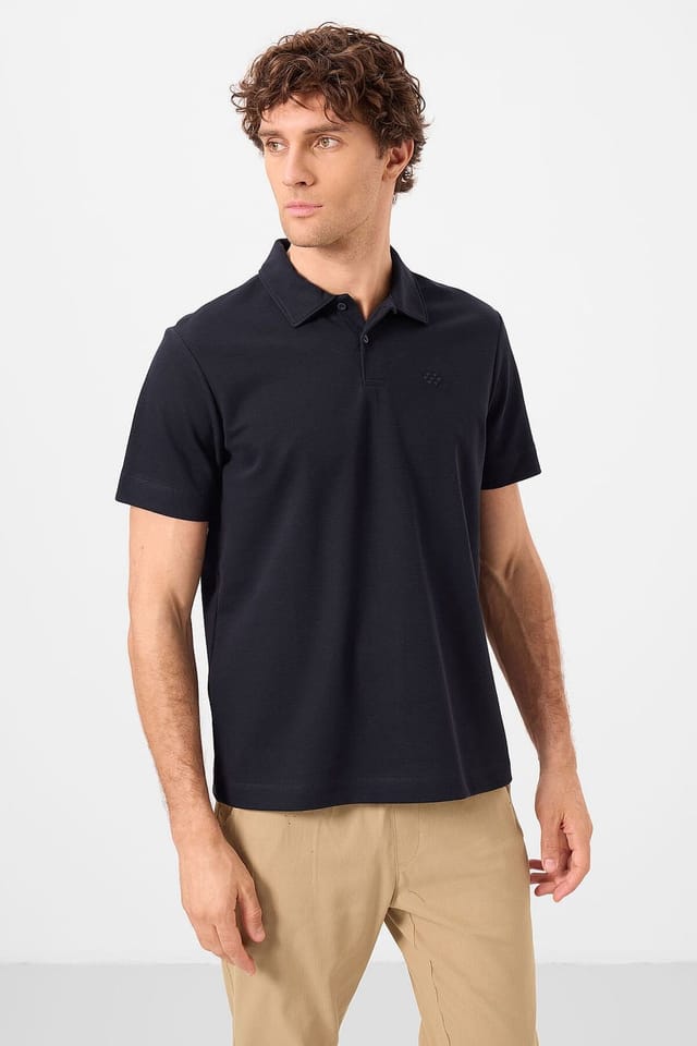Tommy Life Tommy Life Men's Cotton Elastane Polo T-Shirt in Navy - 2