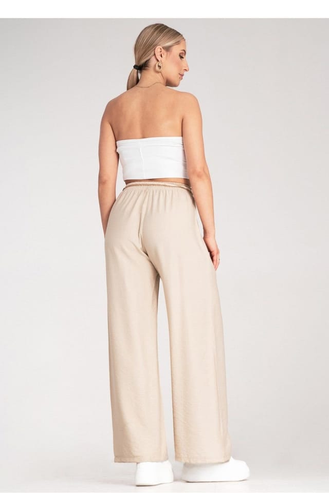 Love Lace Love Lace Women's Natural Boho Elastic Waist Trousers Braided Belt in Beige - 3