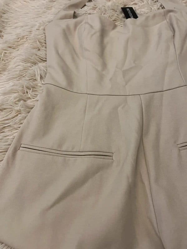 PLT Cream Tailored Halterneck Wide Leg Jumpsuit