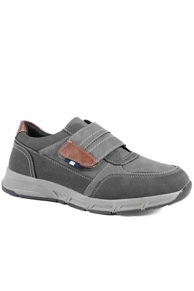 Pavers Pavers Men's Wide Fit Adjustable Fasten Casual Shoes in Grey - 3