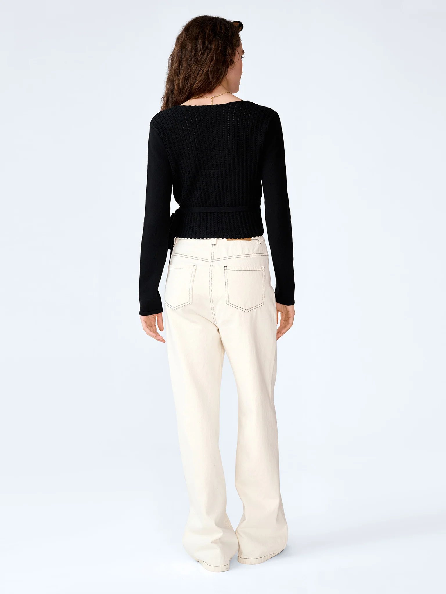 OMNES Soleil Knitted Wrap Top in Black - 4