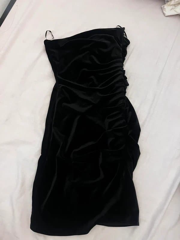 Bershka Ruched mini black dress