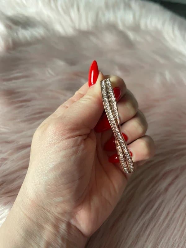 Philip Jones rose gold crossover bangle crystal