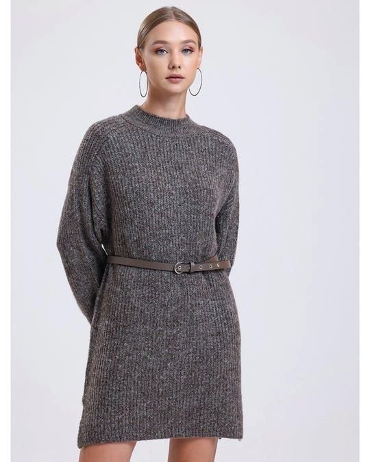 Alse Studio Alse Studio Women's Soft Oversized Long Jumper Knitted Dress in Brown - 2