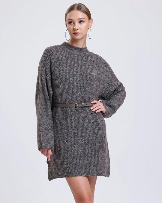 Alse Studio Alse Studio Women's Soft Oversized Long Jumper Knitted Dress in Brown - 3