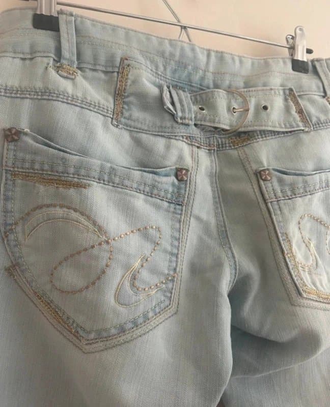 Boy jean 💙 Y2K Boyfriend Cropped Denim Capri Jeans UK 10 Light Wash Cargo 3/4 Summer