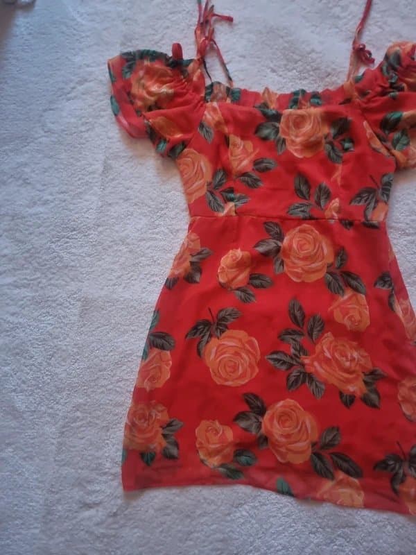 Topshop Topshop bardot floral chiffon dress UK 12