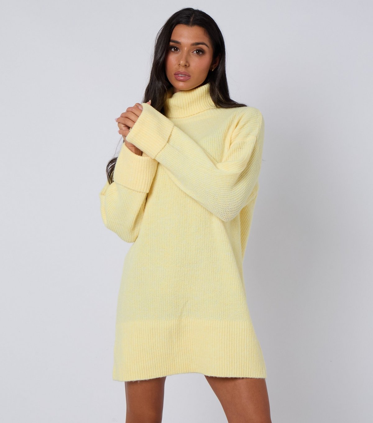Urban Bliss Women's Light Yellow Roll Neck Mini Jumper Dress Urban Bliss New Look - 2