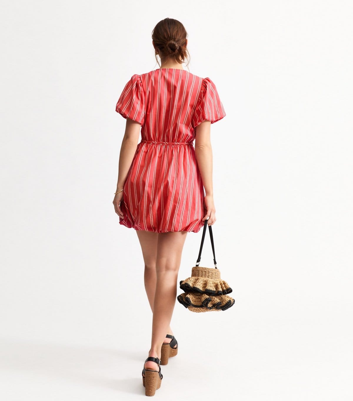New Look Women's Red Stripe Print Puffball Wrap Mini Dress New Look - 4