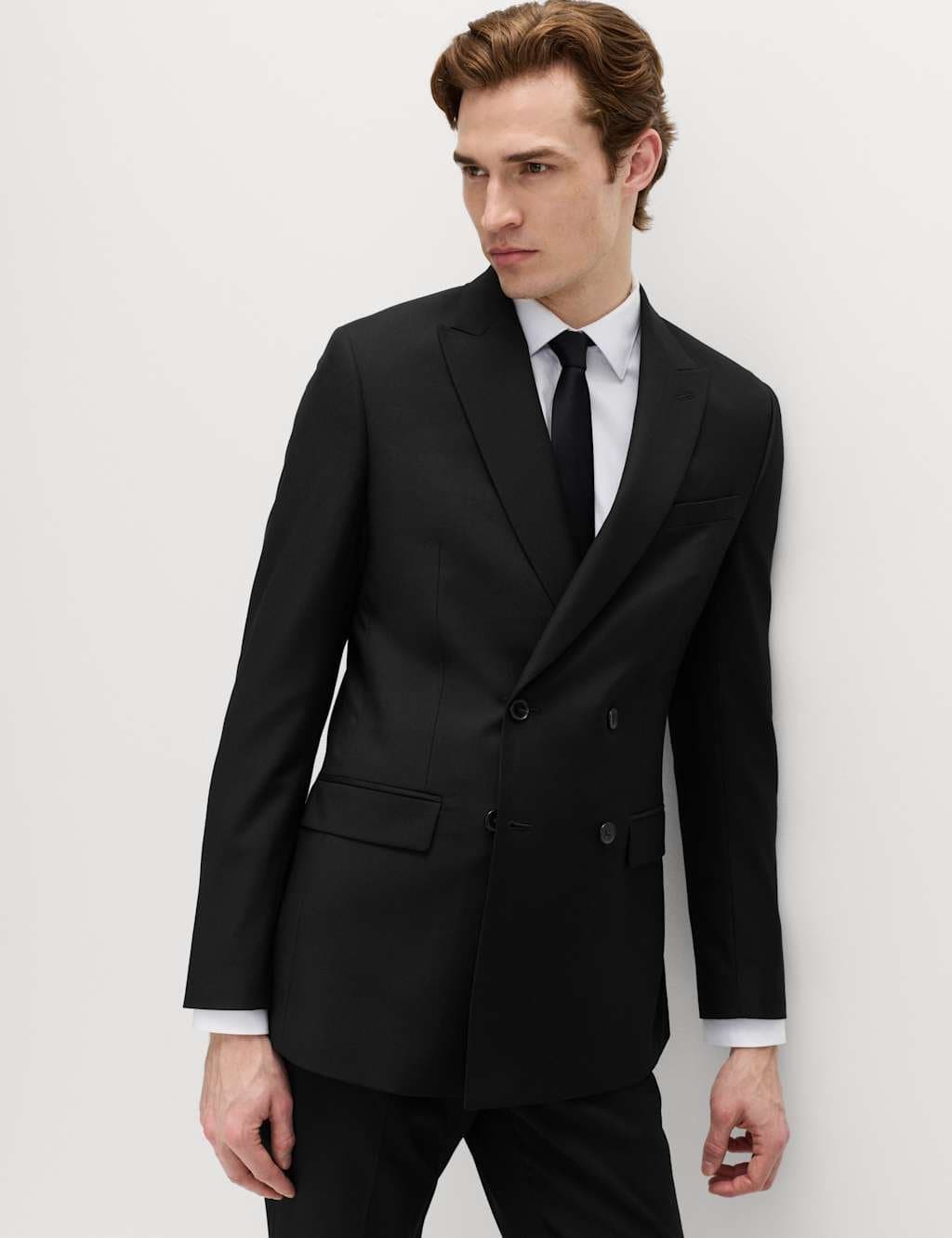 Marks & Spencer M&S Black Stretch Double Breasted Jacket