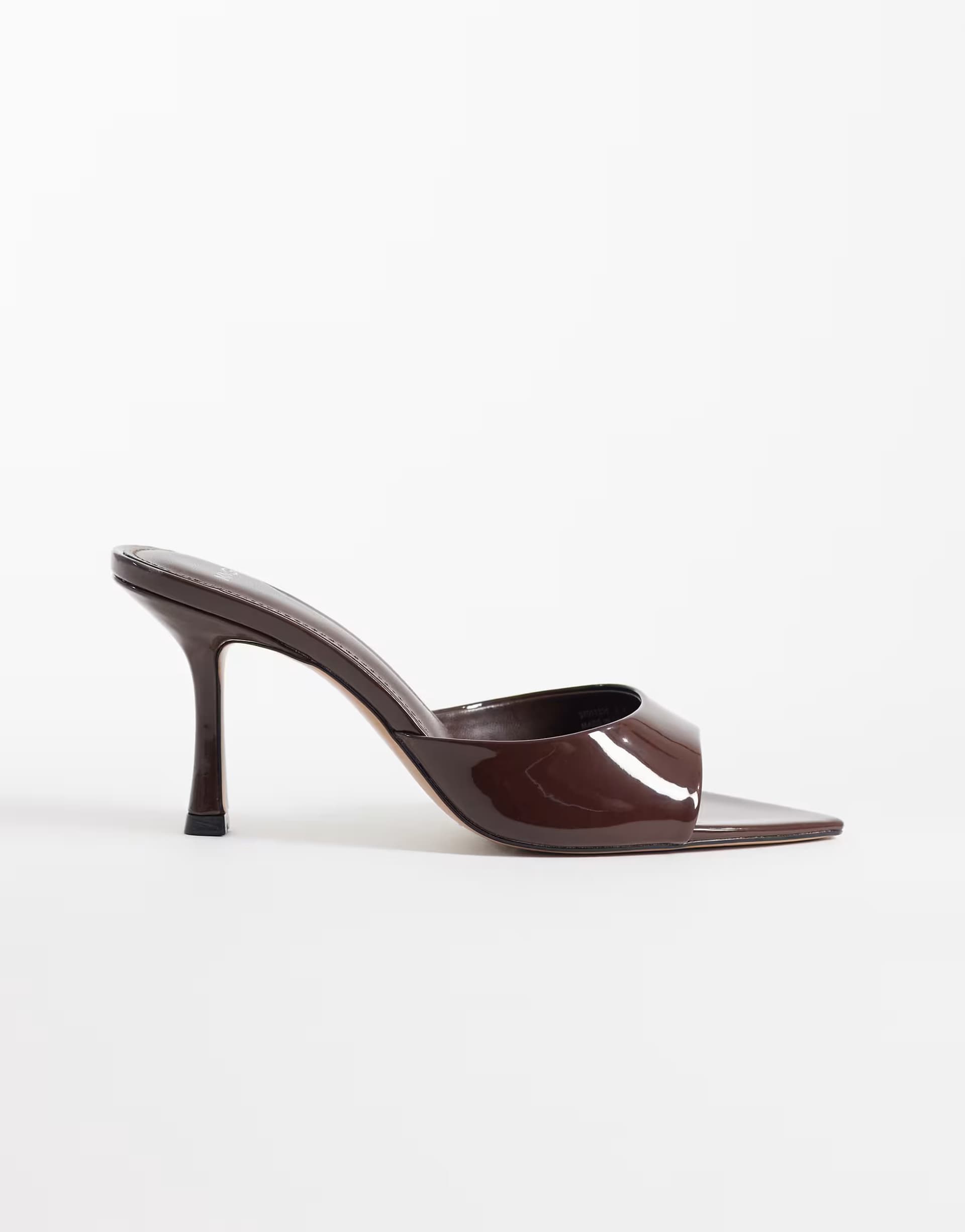 ASOS ASOS Chocolate Faux Leather Patent Heeled Mules