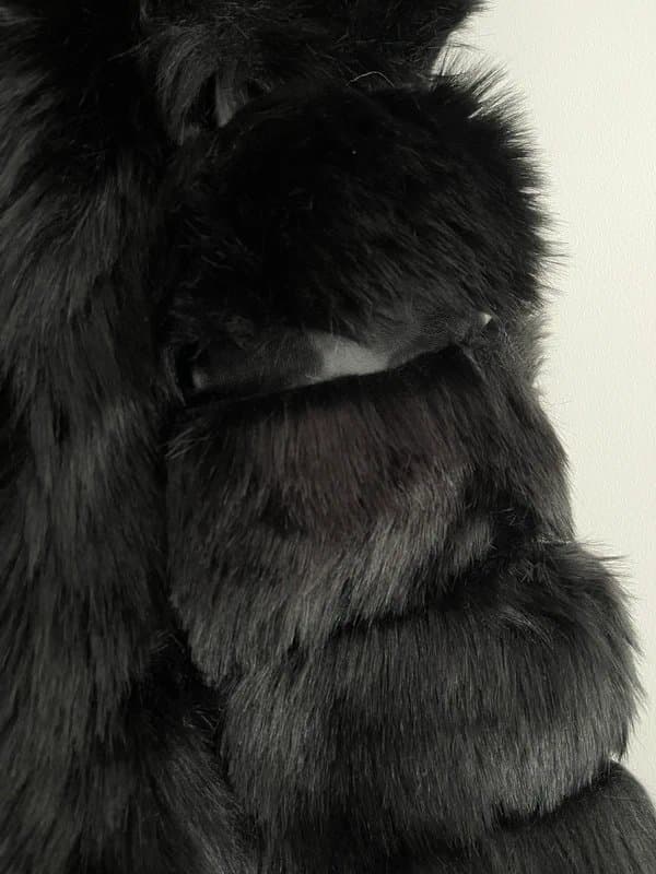 unbranded Black Faux Fur Faux Leather Thigh Length Jacket Women’s Size XS Bnwot