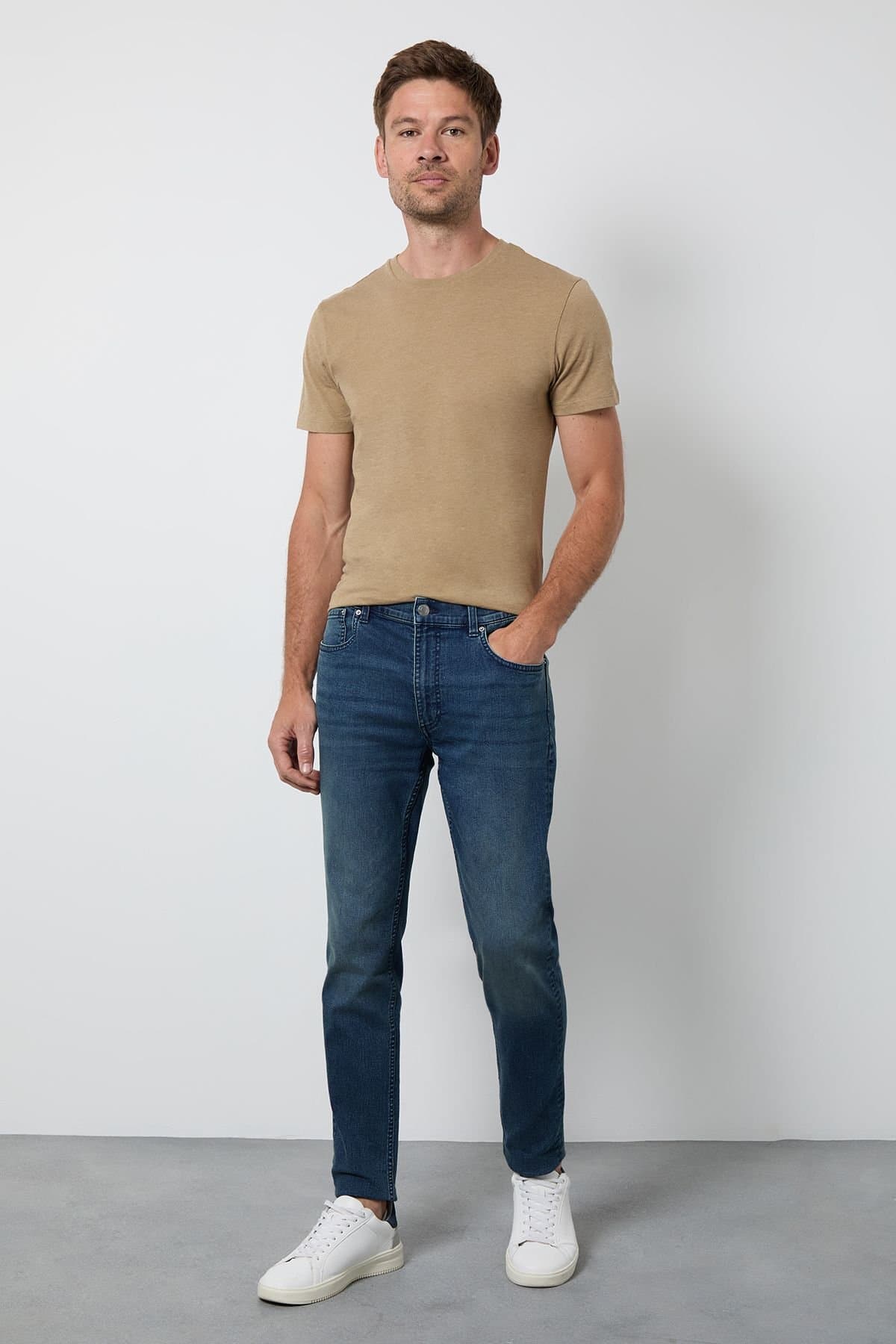 Burton Burton Men's Blue Wash Skinny Fit Jeans in Bright Blue