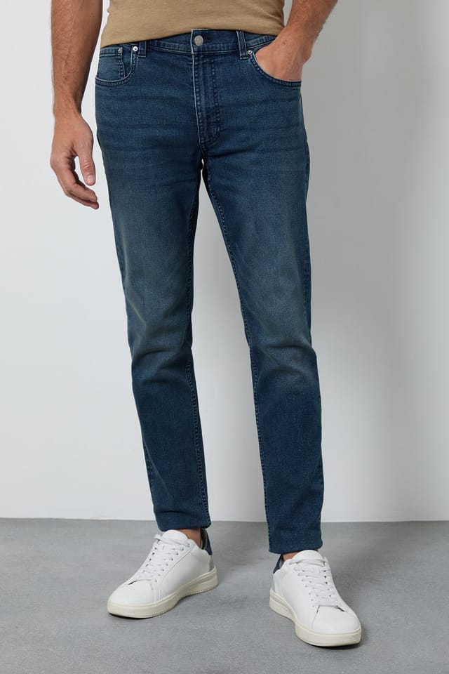 Burton Burton Men's Blue Wash Skinny Fit Jeans in Bright Blue - 3