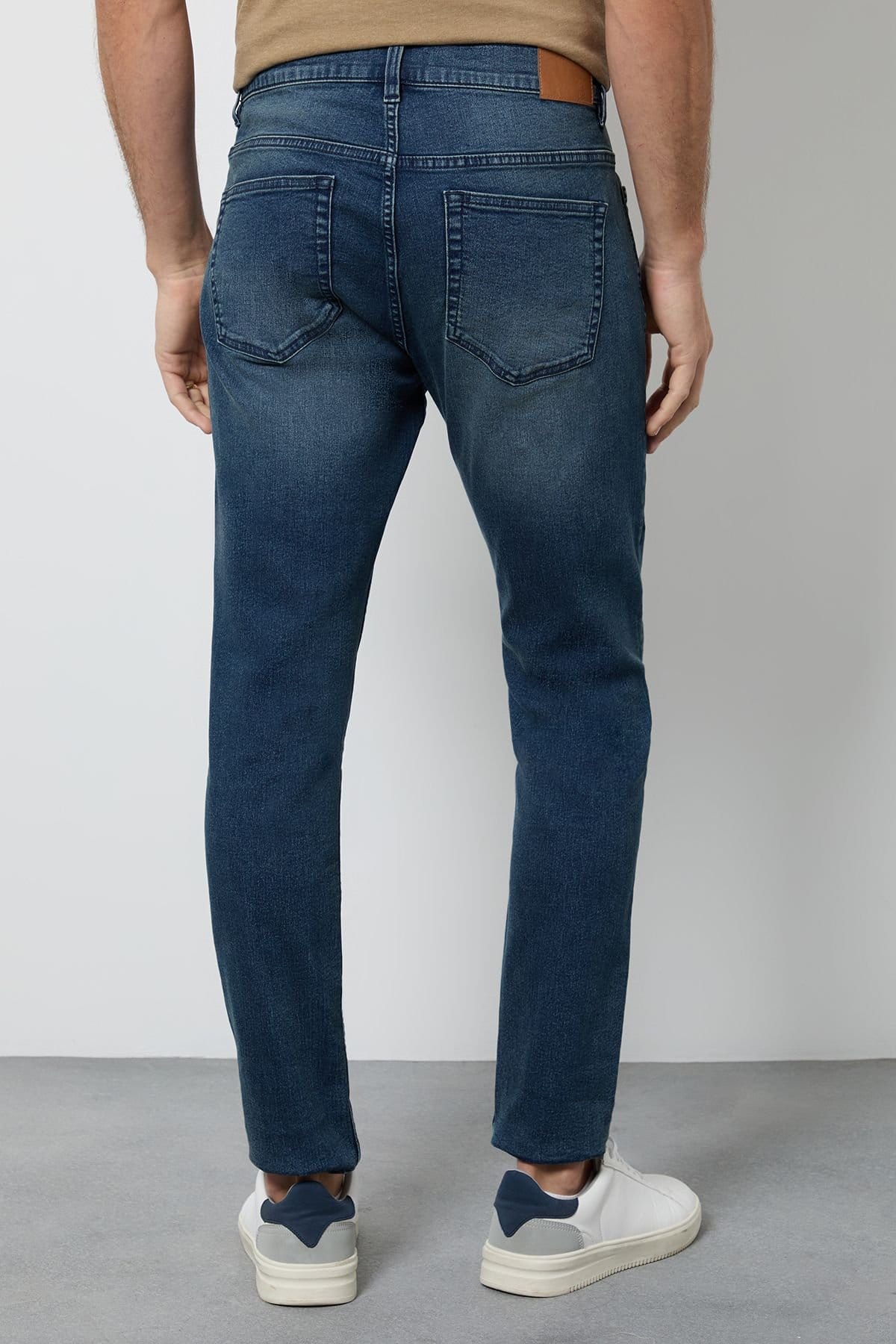 Burton Burton Men's Blue Wash Skinny Fit Jeans in Bright Blue - 4