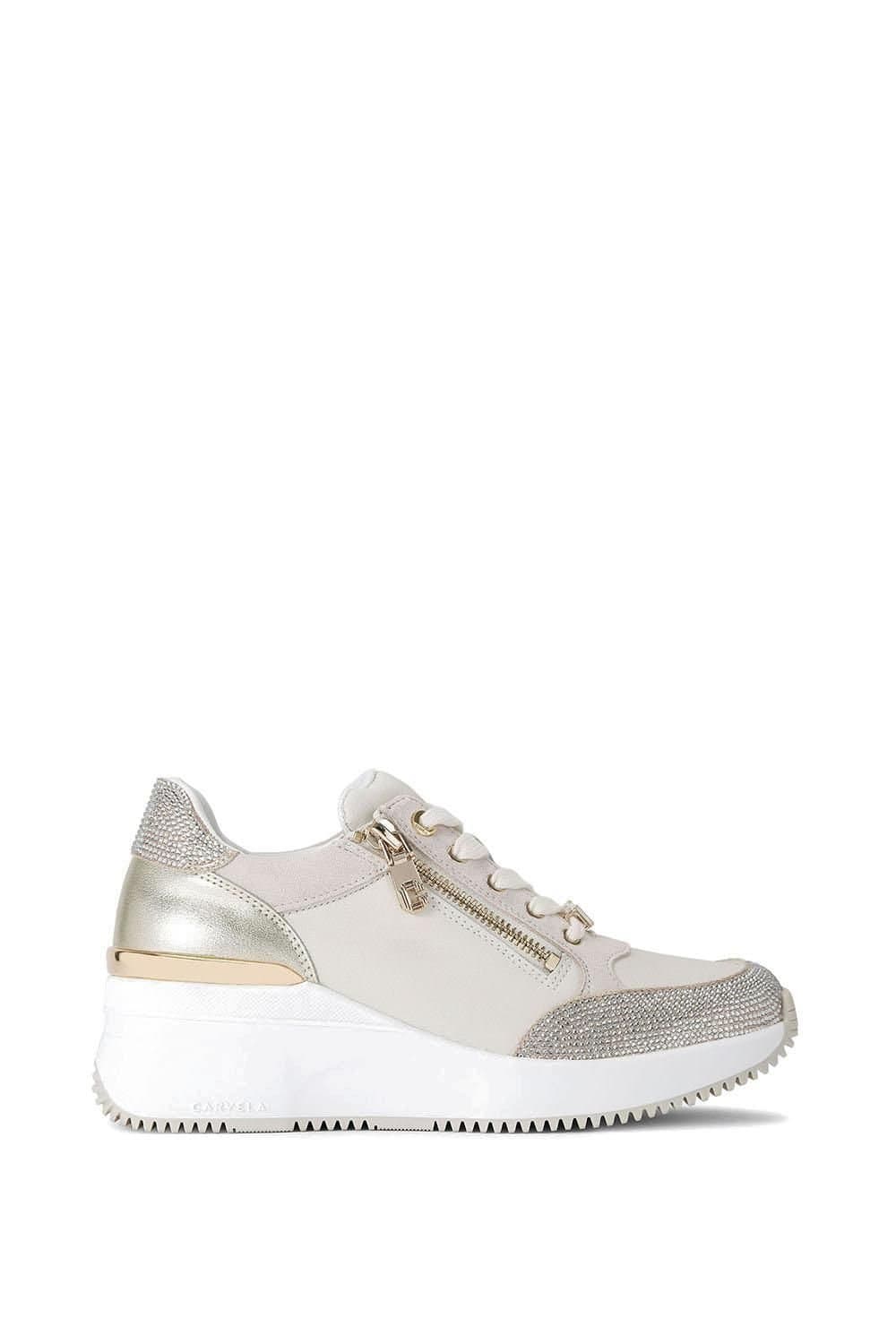 Carvela Carvela Women's 'Skyline Wedge Sneaker' Leather Trainers in Gold