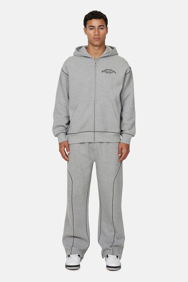 Good For Nothing Good For Nothing Men's Coverlock Stitching Zip Through Hoodie in Grey - 2