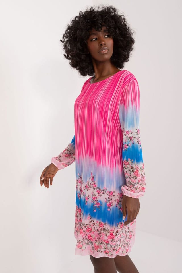 Love Lace Love Lace Women's Colorful Print Long Sleeve Day Dress Style 197877 in Pink - 2