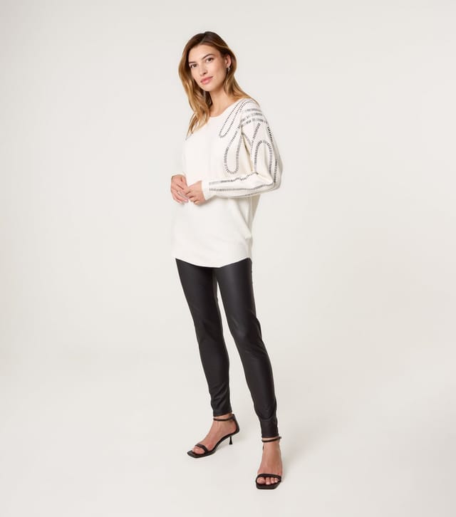 Blue Vanilla Women's White Embellished Jumper Blue Vanilla New Look - 3