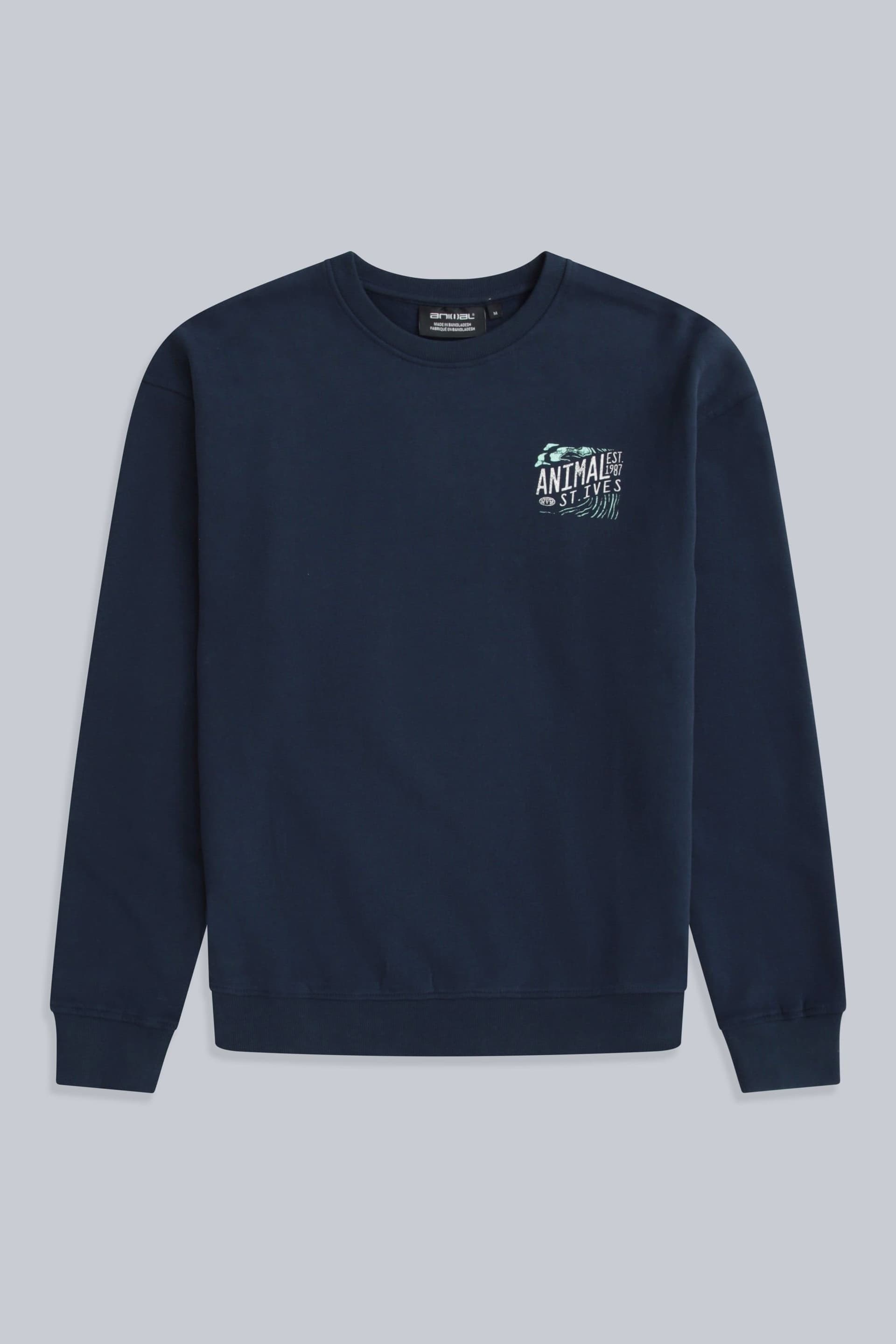 Animal Animal Men's 'Jonah' St Ives Soft Cotton Comfortable Casual Pullover Sweatshirt in Navy