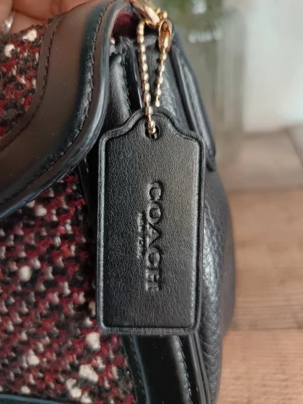 Coach Coach Black and Burgundy Tweed Georgie Shoulder Bag Handbag