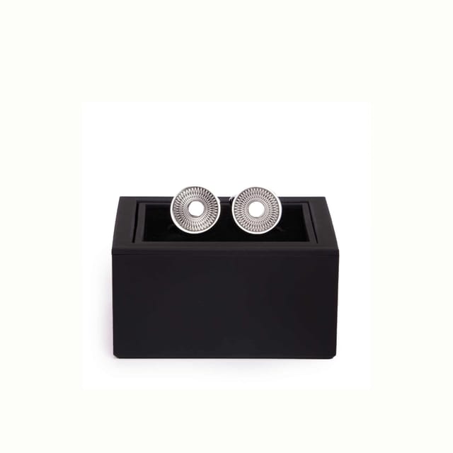 Kennett Kennett Men's Freddie Cufflinks - Silver Geometric Aviation-Inspired Design - 2