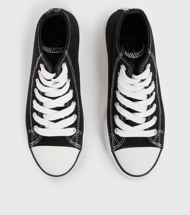New Look Women's Black Canvas High Top Trainers Vegan New Look - 3